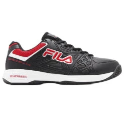 Fila Men’s Double 3 Bounce Pickleball Court Shoes (Black/White/Fila Red)