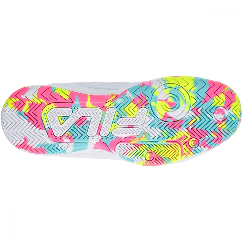 Fila Women’s Double Bounce 3 Pickleball Court Shoes (White/White/Multicolored) 3 Fila Women’s Double Bounce 3 Pickleball Court Shoes (White/White/Multicolored) - Image 3