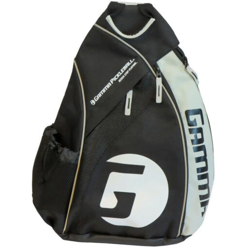 Gamma Pickleball Sling Bag (Black/White/Grey) -Pickleball Supplies SGPSB12 Gamma Pickleball Sling Bag BlackWhiteGrey a 1000 1000