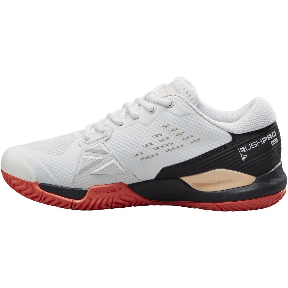 Wilson Women’s Rush Pro ACE Pickler Pickleball Shoes (White/Black/Living Coral) - Image 2